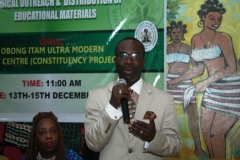Dr. Mfon Archibong speaking at a community event